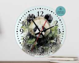 Glass Panda Wall Clock - Animal Art Home Decor - thumbnail 1