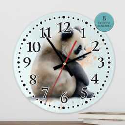 Glass Panda Wall Clock - Animal Art Home Decor - thumbnail 2