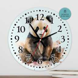 Glass Panda Wall Clock - Animal Art Home Decor - thumbnail 3
