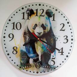 Glass Panda Wall Clock - Animal Art Home Decor - thumbnail 4
