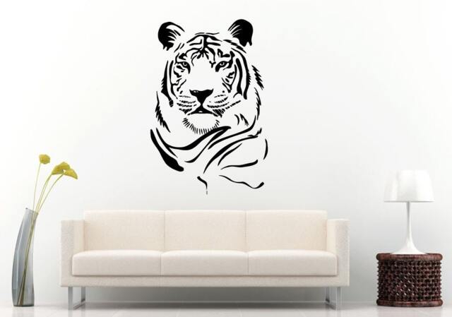 Tiger Head Beautiful Tribal Jungle Cat Predator Animal Wall Decal Vinyl Sticker Mural Room Decor L905 - image 1