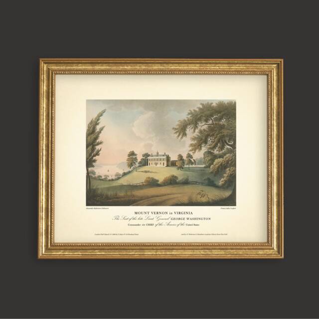 George Washington's Home Mount Vernon in Virginia - 10x8'' Size Print Restored Antique Engraving Historical Reproduction - image 1