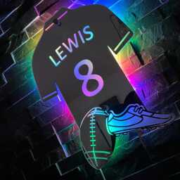 Personalised Rugby Shirt Mirrored Acrylic Led Light/ Playroom Sign/ Bedroom Mancave - thumbnail 1