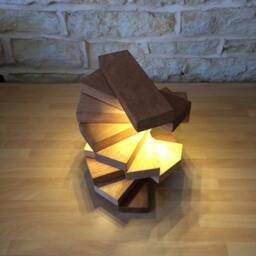 Office Desk Lamp, Table Led Wooden Designer Unusual Gift, Contemporary Abstract Lighting - thumbnail 2