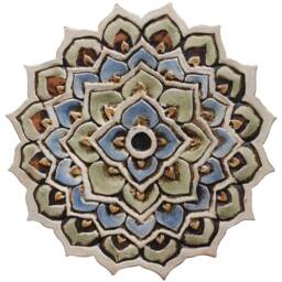 Set Of 10 Ceramic Mandala Wall Art Tiles Matt Blue Boho Decor - thumbnail 3