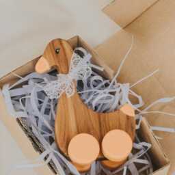 Handcrafted Wood Duck Toy, Moving Wooden Duckling, Teak Push-Along Duck, Car Toys For Kids, Fun Child's Play Gift & Decor - thumbnail 3