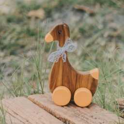 Handcrafted Wood Duck Toy, Moving Wooden Duckling, Teak Push-Along Duck, Car Toys For Kids, Fun Child's Play Gift & Decor - thumbnail 4