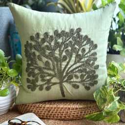 "Beaded Nature & Floral Pattern Art Silk Pillow Sham, 24""x24""/26""x26" - thumbnail 3