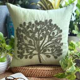 "Beaded Nature & Floral Pattern Art Silk Pillow Sham, 24""x24""/26""x26"