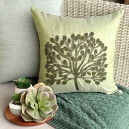 "Beaded Nature & Floral Pattern Art Silk Pillow Sham, 24""x24""/26""x26" - thumbnail 2