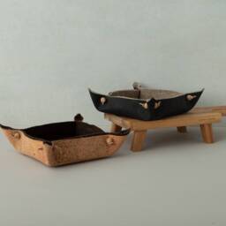 Burel & Cork Leather Catchall. Handcrafted Valet Tray Made with Portuguese Boiled Wool & Cork Fabric. Key Organizer - Eco-Friendly Gift - thumbnail 2