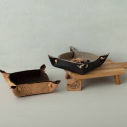 Burel & Cork Leather Catchall. Handcrafted Valet Tray Made with Portuguese Boiled Wool & Cork Fabric. Key Organizer - Eco-Friendly Gift - thumbnail 3
