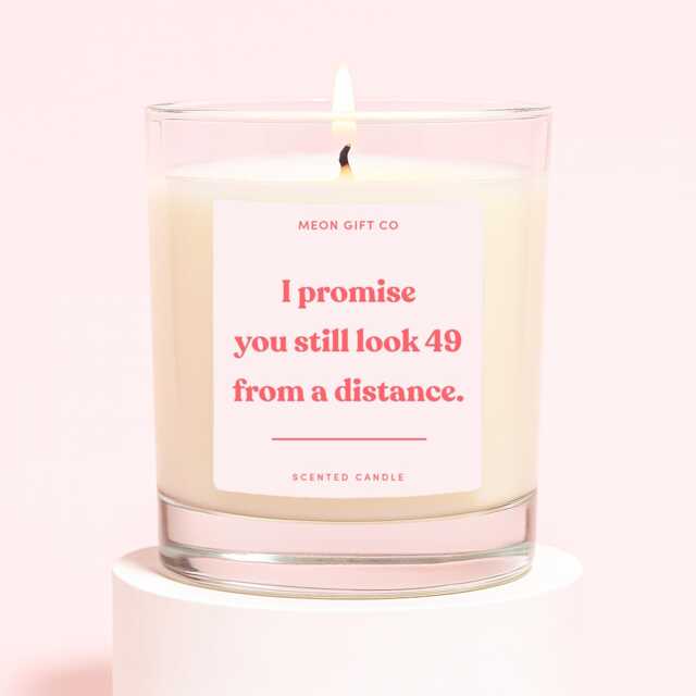 50Th Candle - Funny Gift For Her Birthday You Still Look 49 From A Distance Label - image 1