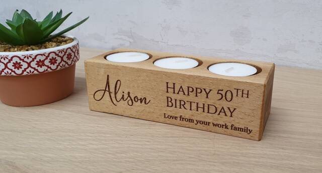 Triple Tealight Candle Holder Birthday Gift - image 1