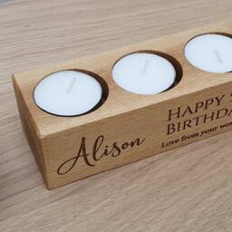 Triple Tealight Candle Holder Birthday Gift - thumbnail 2