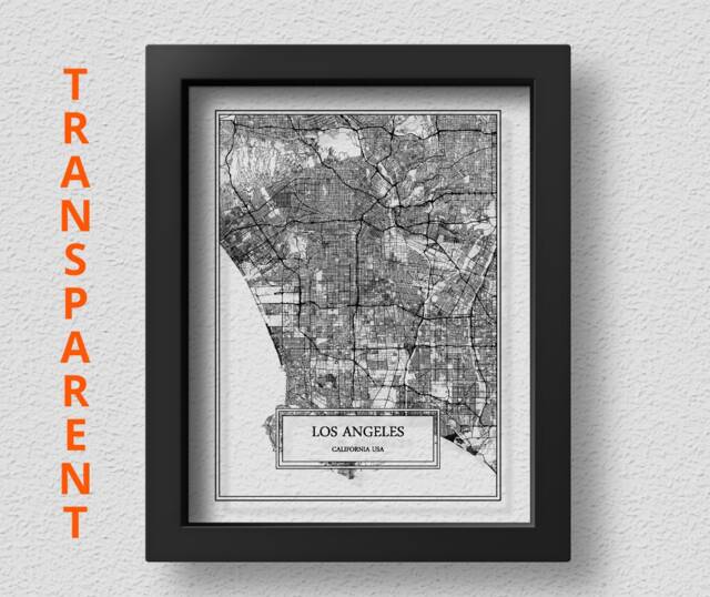 Transparent Los Angeles City Map Detailed Wall Art Print Poster California Gift - image 1