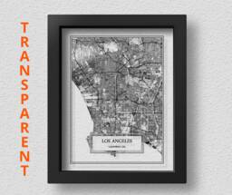 Transparent Los Angeles City Map Detailed Wall Art Print Poster California Gift - thumbnail 1