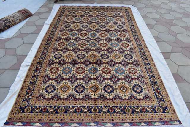 Handmade Afghan Wool Rug Large Vintage Chob Rang Carpet - 17.3x9.5 Ft - image 1
