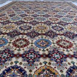 Handmade Afghan Wool Rug Large Vintage Chob Rang Carpet - 17.3x9.5 Ft - thumbnail 2