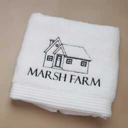 Corporate Logo Towels, Bespoke Towels, Personalised Salon Company Embroidered Towel Uk, Hand Towel, Bath Sheet - thumbnail 2