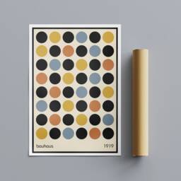 Bauhaus Coloured Circles - Abstract Wall Art Wrapped Frame Canvas Rolled Photo/Poster Print - thumbnail 3
