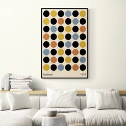 Bauhaus Coloured Circles - Abstract Wall Art Wrapped Frame Canvas Rolled Photo/Poster Print - thumbnail 2