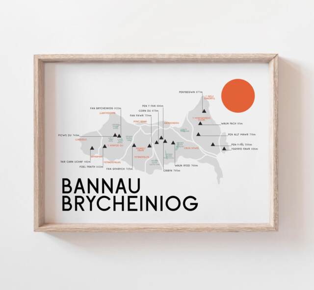 Bannau Brycheiniog Map Print, Pen Y Fan Brecon Beacons Map, Print Cymraeg, Corn Du, Beacons, Welsh Mountains, Cymru, Wales - image 1