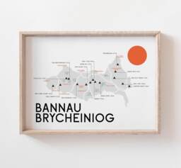 Bannau Brycheiniog Map Print, Pen Y Fan Brecon Beacons Map, Print Cymraeg, Corn Du, Beacons, Welsh Mountains, Cymru, Wales - thumbnail 1