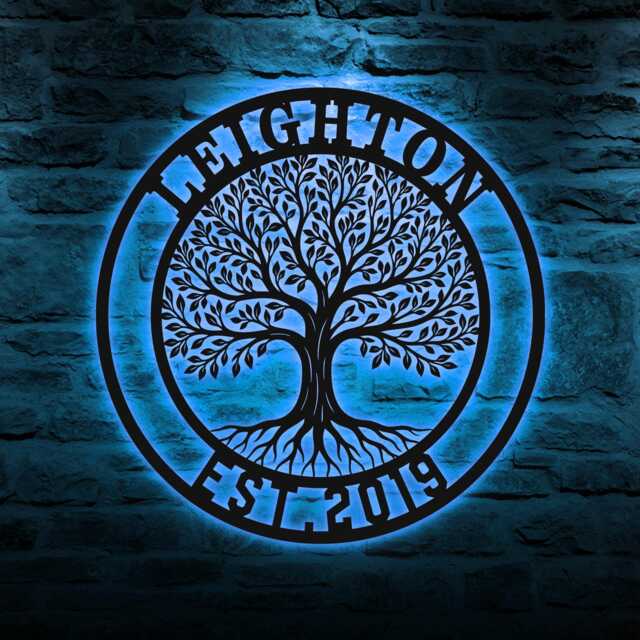 Custom Family Tree Metal Art, Personalized Of Life Sign, Monogram Wall Decor For House - image 1