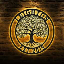Custom Family Tree Metal Art, Personalized Of Life Sign, Monogram Wall Decor For House - thumbnail 2