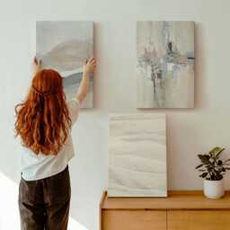 Canvas Art Set Of 3 - Patterns in Neutral Earth Tones, Beige Wall Art, Abstract Hanging Piece - thumbnail 1