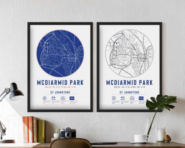 st Johnstone Fc Mcdiarmid Park Minimalist Map Prints & Frames - The Saints F.c. Gift Decor Dad Memorabilia Granddad Uncle Brother Football - image 1
