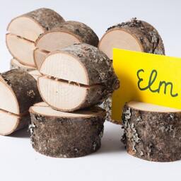 20 Wood Place Card Holders, Table Number Holder, Elm Wedding Table Decor Guest Rustic Wedding Centerpiece - thumbnail 2