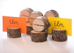 20 Wood Place Card Holders, Table Number Holder, Elm Wedding Table Decor Guest Rustic Wedding Centerpiece - thumbnail 1