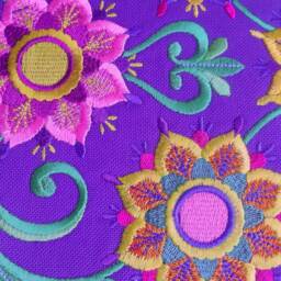 Purple Decorative Pillow Case With Embroidery Ornament, Zipper, Pillow 35x35cm - thumbnail 4