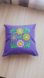 Purple Decorative Pillow Case With Embroidery Ornament, Zipper, Pillow 35x35cm - thumbnail 1