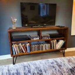 Reclaimed Wood Tv Stand Mid-Century Modern Hairpin Leg Console - thumbnail 2