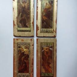 Alfons Mucha Art Nouveau Wood Wall Art Gold Celestial Series - thumbnail 2