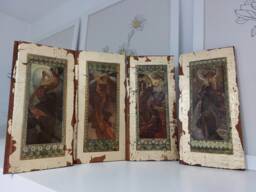 Alfons Mucha Art Nouveau Wood Wall Art Gold Celestial Series - thumbnail 1