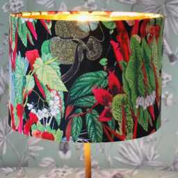 Handmade Velvet Lampshade Exotic Botanical Print, Gold Lining - thumbnail 2