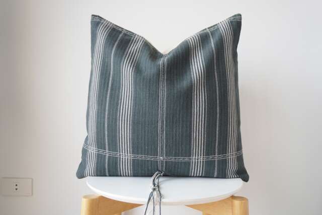 Black Neutral Tribal Hemp Hand Woven Natural Dye Color Lumbar Pillow Cover - image 1