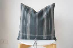 Black Neutral Tribal Hemp Hand Woven Natural Dye Color Lumbar Pillow Cover - thumbnail 1