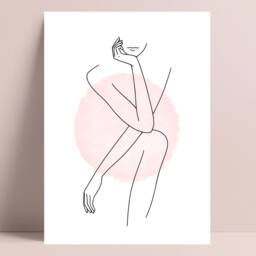 Woman Line Art Print, Set Of 3 Prints, Minimalist Decor, Bedroom Wall Home Decor Modern Art, Pink Prints - thumbnail 3