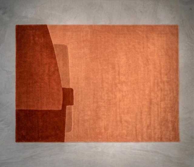 Terracotta Modern Hand Tufted Wool Rug - Geometric Abstract Design - image 1