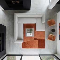 Terracotta Modern Hand Tufted Wool Rug - Geometric Abstract Design - thumbnail 3