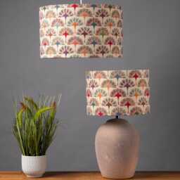 Retro Dandelion Lampshade. Vintage Inspired Multicoloured Floral Tapestry Design. Cylinder Style Shade. 30cm & 40cm Sizes Available - thumbnail 1