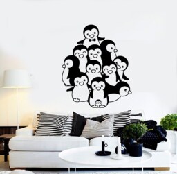 Penguins Vinyl Wall Decal Baby Kids Room Nursery Funny Animals Cool Decor Stickers Mural - #2343Di - thumbnail 1