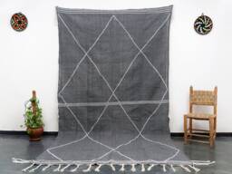 Handmade Moroccan Zanafi Kilim Rug Grey Cotton Berber Carpet - 7x10 Ft