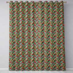 Juicy Strawberry Vine Blue Background Seamless Pattern Readymade Eyelet Ring Top Thermal 100% Blackout Curtains - thumbnail 2