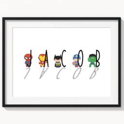 Superhero Bedroom Print, Name Personalised Boys Girls Print - thumbnail 2